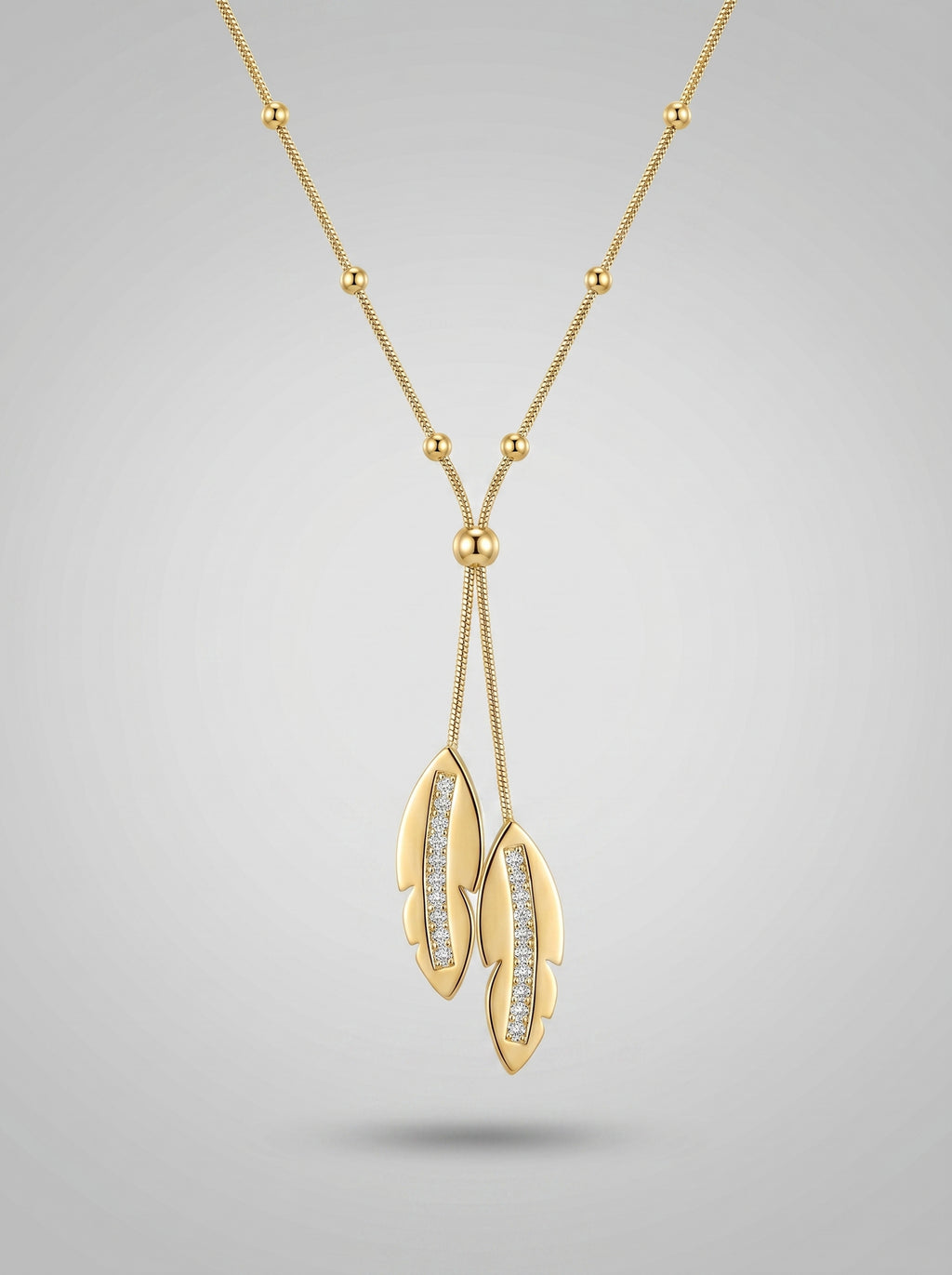 Golden Leaf Lariat Necklace
